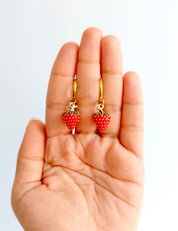 🍓 Aretes Arracadas Fresas — Acero Inoxidable