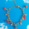🍓 Brazalete de Fresas y Cerezas — Joyería en Acero Inoxidable con Brillantes