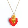 ❤️‍🔥 Collar del Sagrado Corazón con Cuentas Rojas y Baño de Oro 18K
