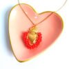 ❤️‍🔥 Collar del Sagrado Corazón con Cuentas Rojas y Baño de Oro 18K