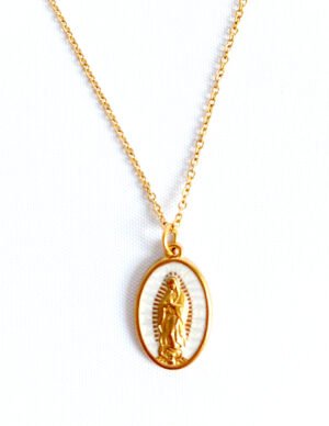 ✨ Collar de la Virgen de Guadalupe en Acero Inoxidable con Baño de Oro de 18K