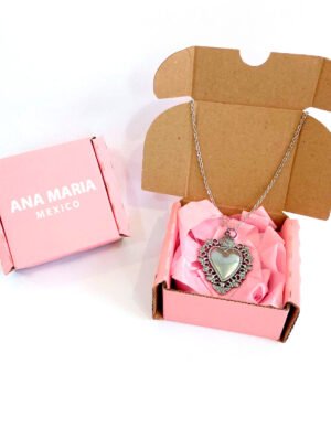 💎 Collar Sagrado Corazón en Acero Inoxidable Baño de Plata – Ana María Mexico