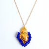 💙 Collar del Sagrado Corazón con Cuentas Azul Rey y Baño de Oro 18K