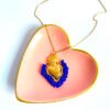 💙 Collar del Sagrado Corazón con Cuentas Azul Rey y Baño de Oro 18K