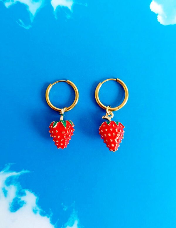 🍓 Aretes Arracadas Fresas — Acero Inoxidable