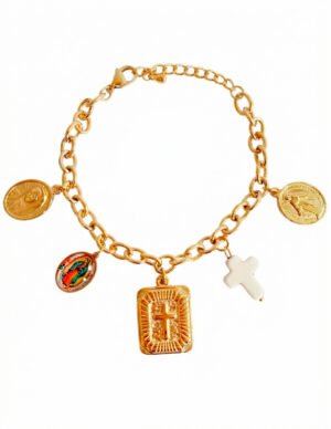 S94395359 ✝️ Pulsera Virgen y Cruz en Acero Inoxidable