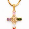 ✨ Collar de Cruz con Zirconias de Colores