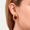 Aretes Rojos Elegantes Clásicos en Acero Inoxidable