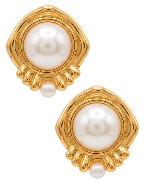 Aretes de Perla en Acero Inoxidable