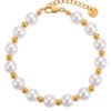 Pulsera de Perlas con Detalles Dorados