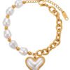 Pulsera de Perlas y Eslabones con Dije de Corazón