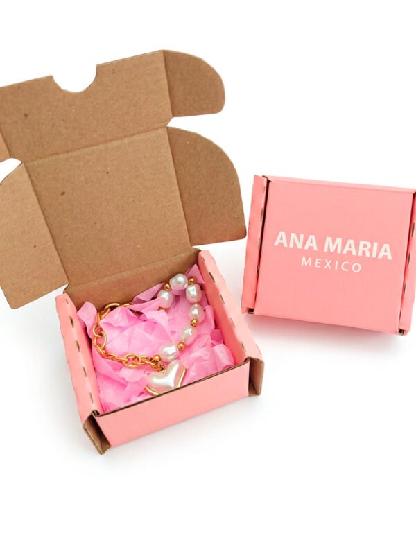 Pulsera de Perlas y Eslabones con Dije de Corazón