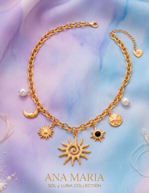 Collar Sol Dorado 3b Collar Sol, Luna y Estrella