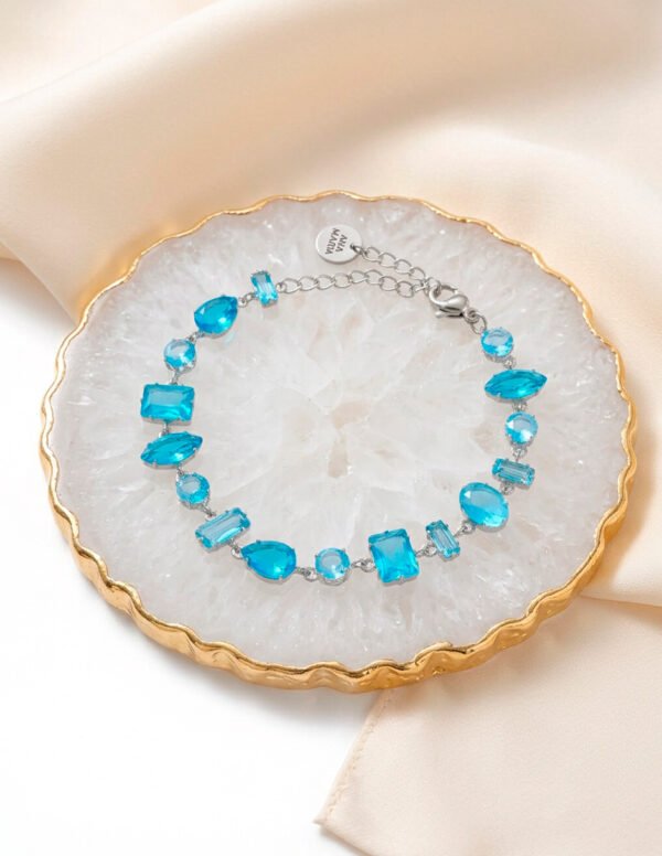 Pulsera de Zirconias Celestes en Acero Inoxidable