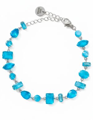 Pulsera de Zirconias Celestes en Acero Inoxidable