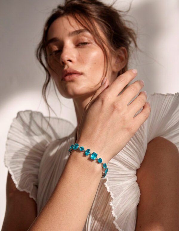 Pulsera de Zirconias Celestes en Acero Inoxidable
