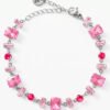 Pulsera de Zirconias Rosas y Fiusha en Acero Inoxidable