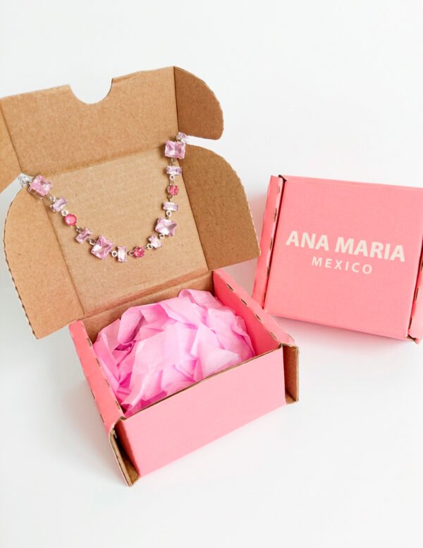 Pulsera de Zirconias Rosas y Fiusha en Acero Inoxidable