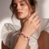 Pulsera de Zirconias Rosas y Fiusha en Acero Inoxidable