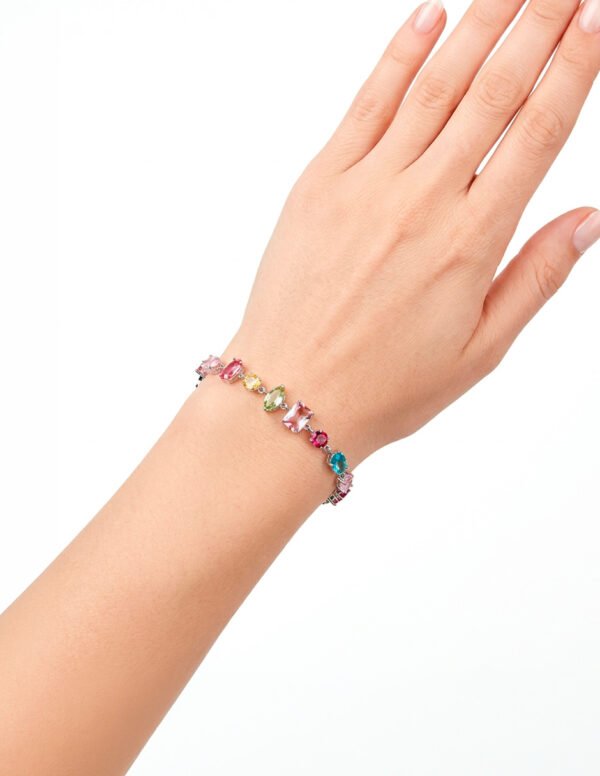 Pulsera Cristales Zirconias de Colores 2 Pulsera de Zirconias de Colores en Acero Inoxidable