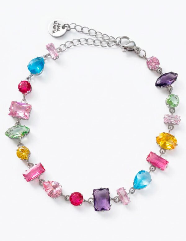 Pulsera Cristales Zirconias de Colores Pulsera de Zirconias de Colores en Acero Inoxidable