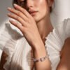 Pulsera Plateada de Zirconias en Acero Inoxidable
