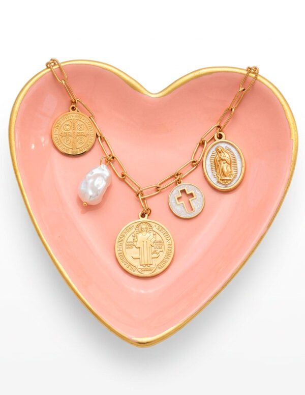 Pulsera San Benito, Virgen de Guadalupe y Cruz Blanca